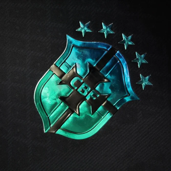 a close up of a badge on a black background