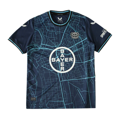 a soccer jersey with a map of the city of bayer