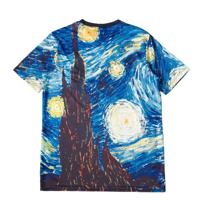 a t - shirt with a painting of a starry night