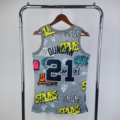 Spurs 1998/99 DUNCAN #21 Grey Retro NBA Jersey