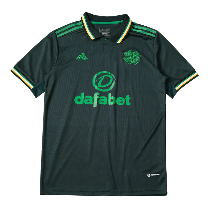 a green jersey with a shamrock on the chest