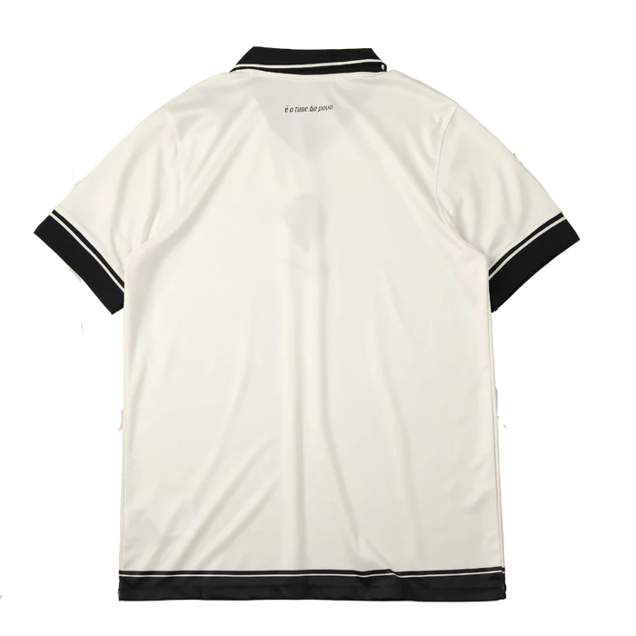 a white t - shirt with black trims