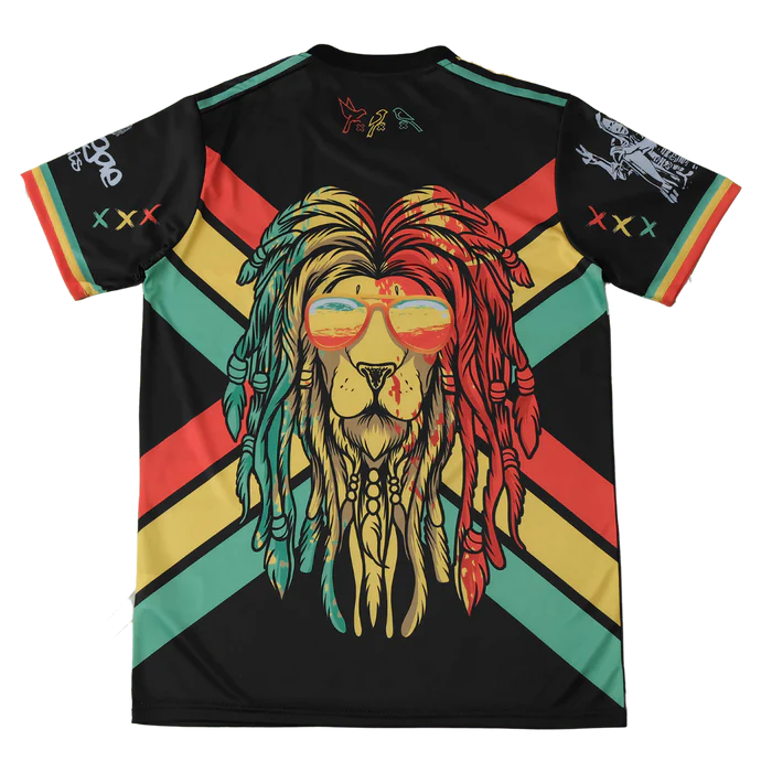 a t - shirt with a picture of a lion wearing sunglasses