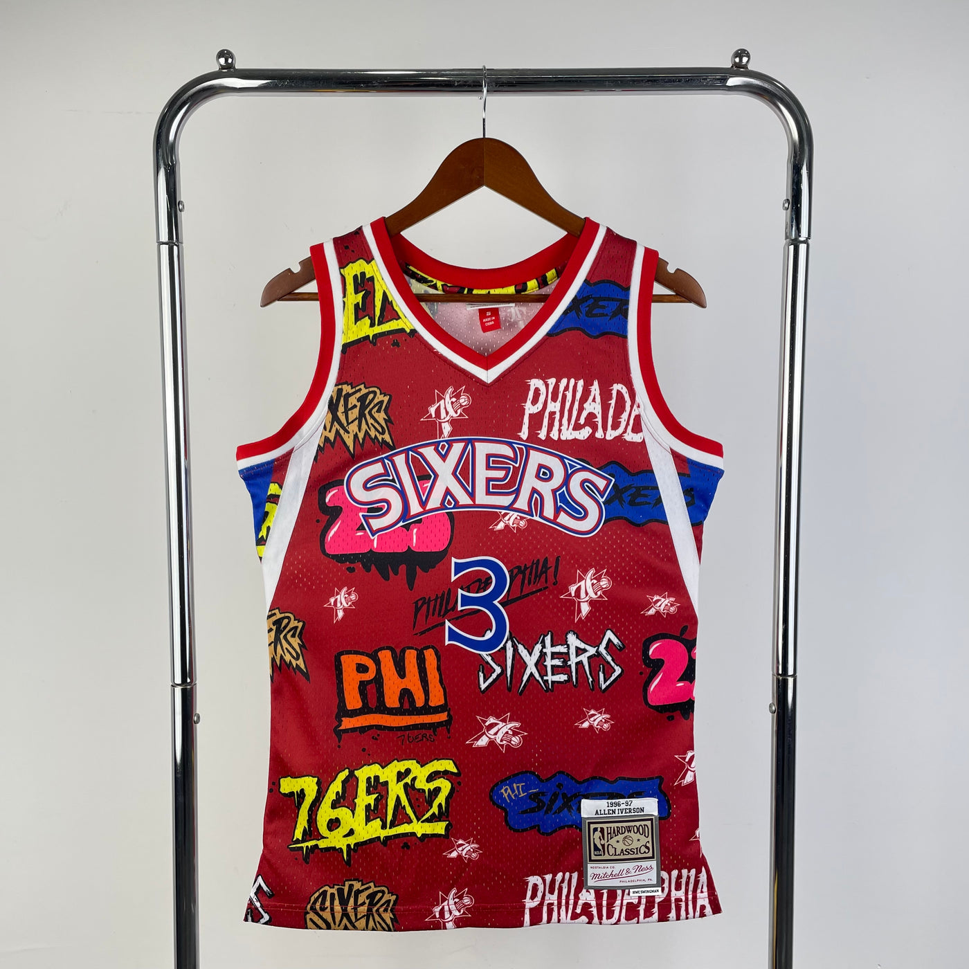 76ers 1996/97 IVERSON #3 Red Retro NBA Jersey