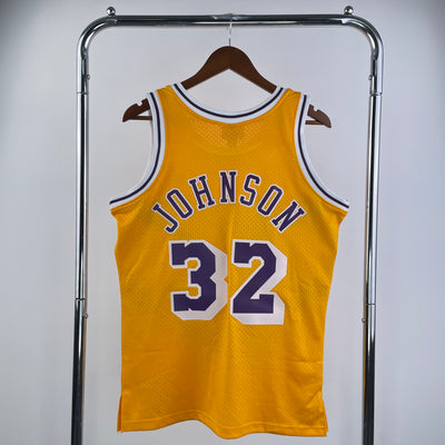 Lakers 1984/85 JOHNSON #32 Retro Yellow NBA Jersey