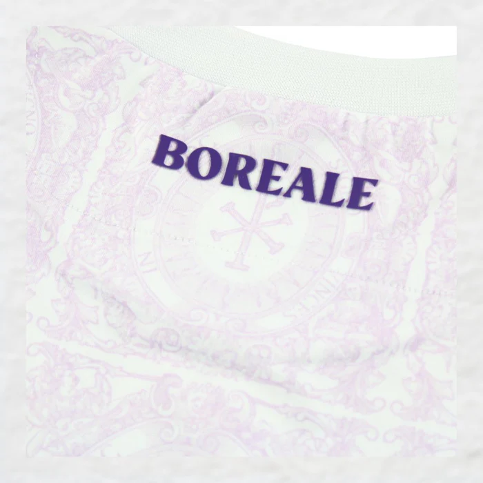 a close up of a bandana with the word boreale on it