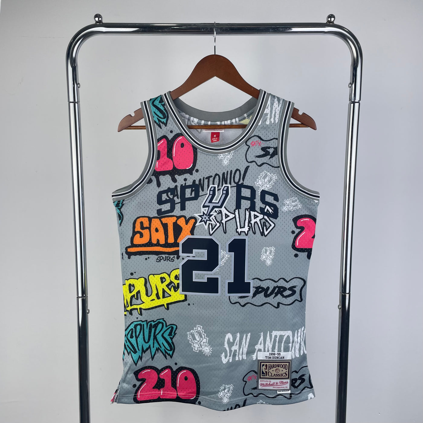 Spurs 1998/99 DUNCAN #21 Grey Retro NBA Jersey