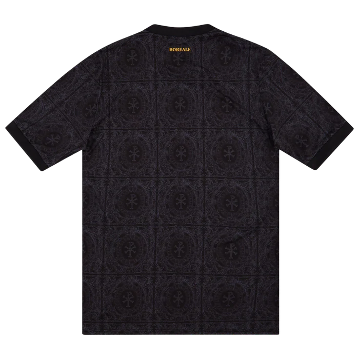 a black t - shirt with a pattern on it