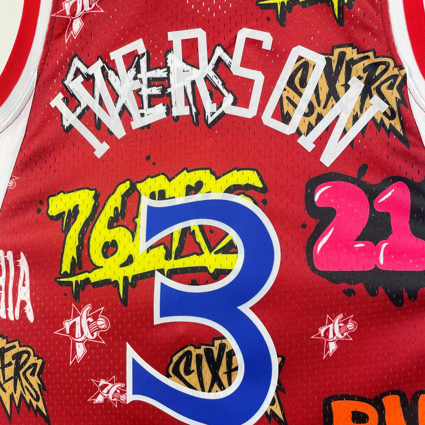 76ers 1996/97 IVERSON #3 Red Retro NBA Jersey