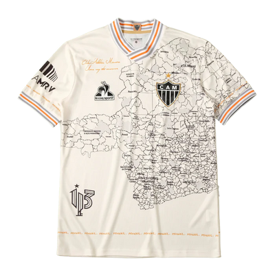 a white shirt with a map of the country