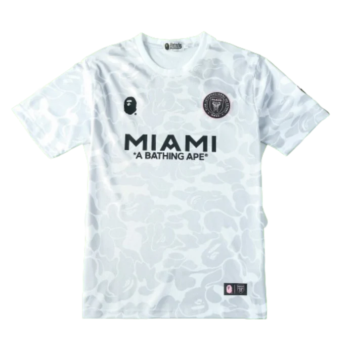 a white jersey with a black and white design on the chest