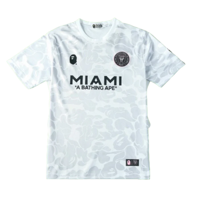 a white jersey with a black and white design on the chest