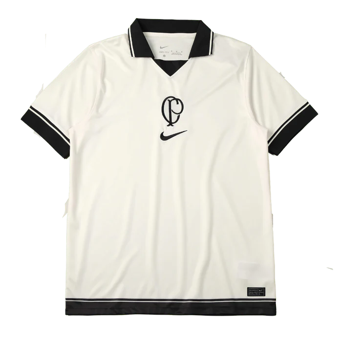 a white shirt with a black and white logo