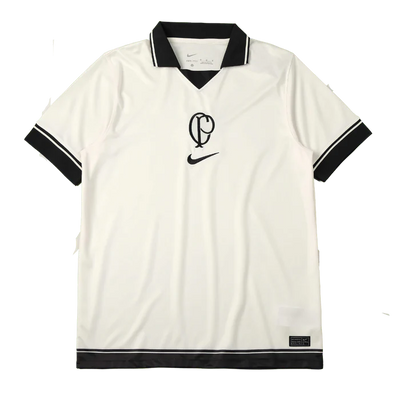 a white shirt with a black and white logo