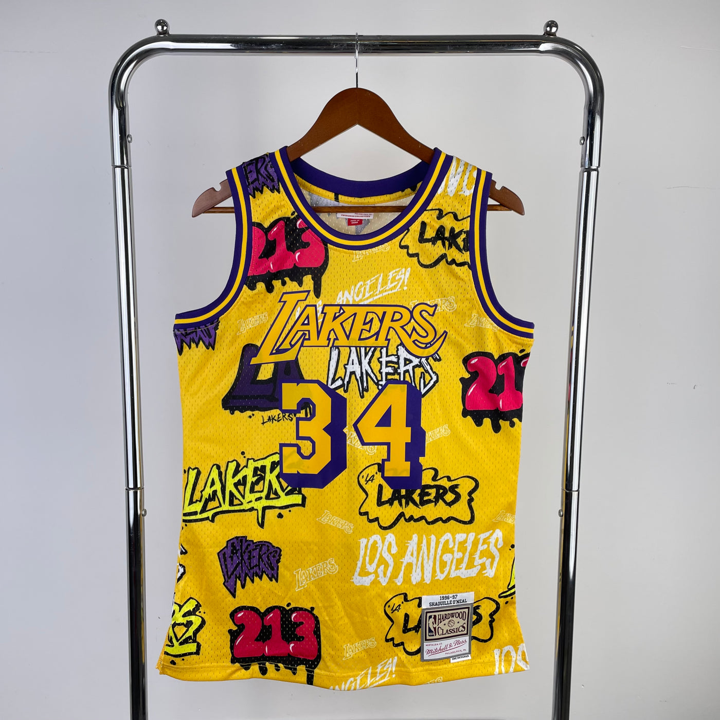 Lakers 1996/97 ONEAL #34 Yellow Retro NBA Jersey