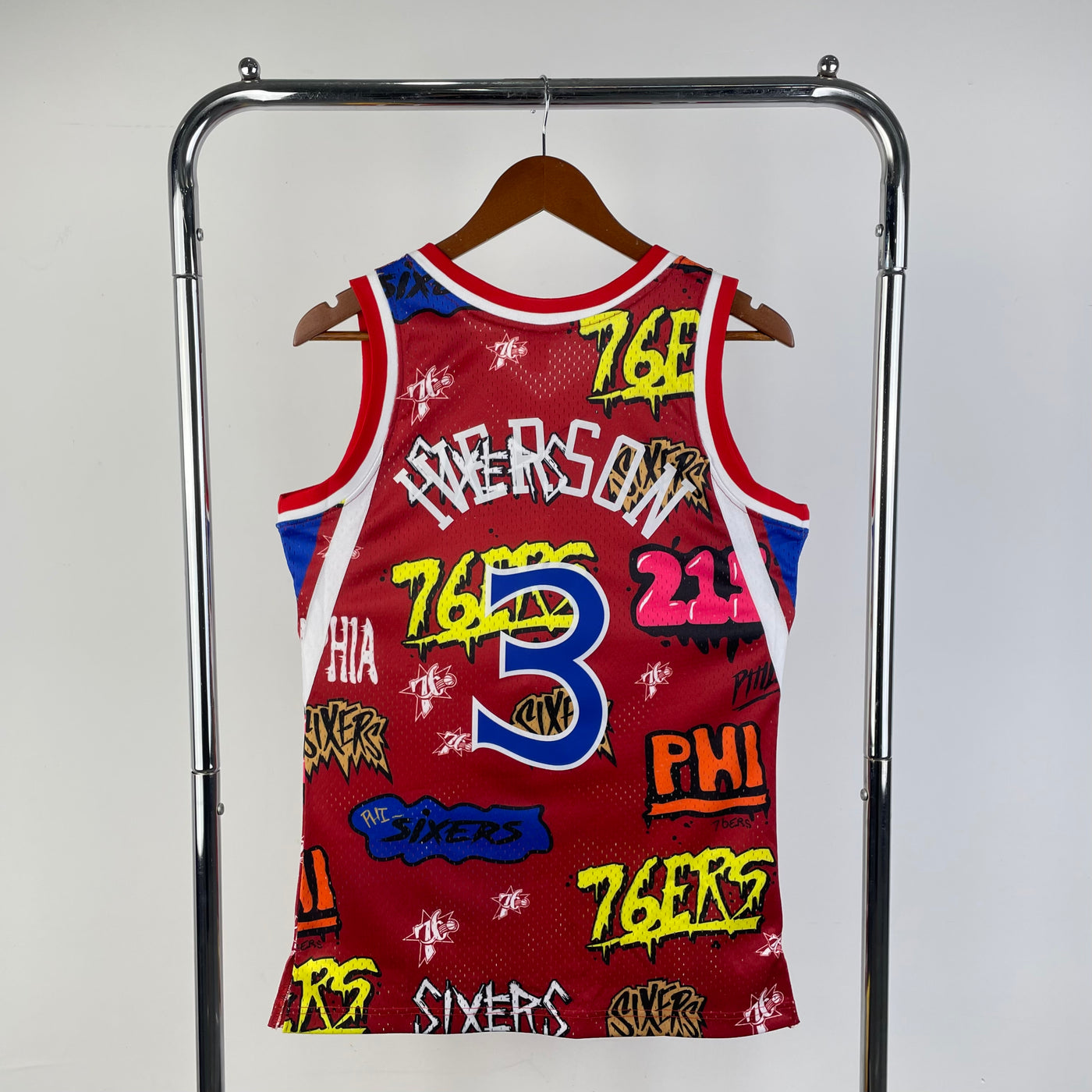 76ers 1996/97 IVERSON #3 Red Retro NBA Jersey