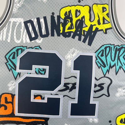 Spurs 1998/99 DUNCAN #21 Grey Retro NBA Jersey