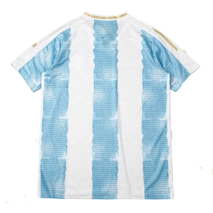 a blue and white striped t - shirt